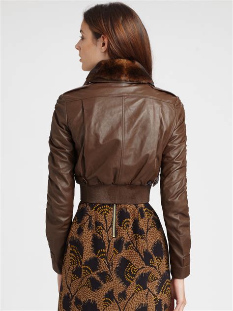 women's burberry leather bomber jacket